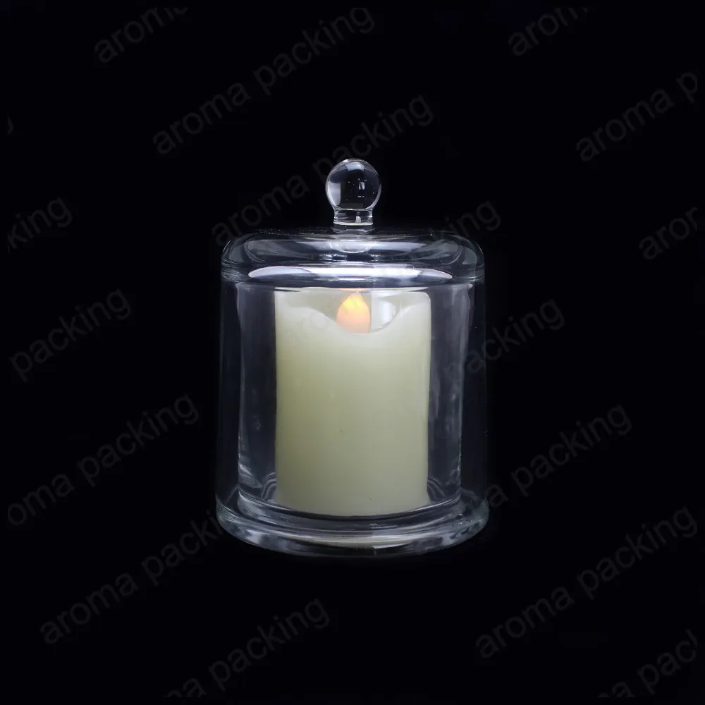 Wholesale Glass Cake Dome Cover Bell Shaped Jar Candle Holder With Wax
