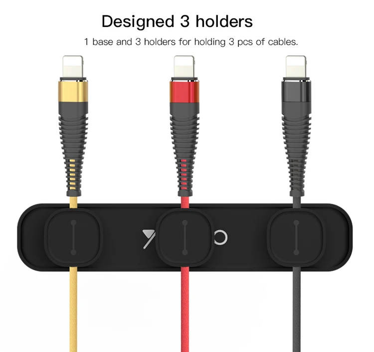 3 Holders Magnetic Cable Clip Holder china Manufacture Silicone Cable Tie For Car Use