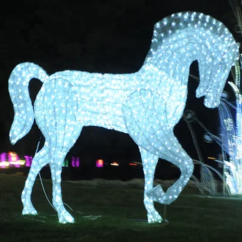 Outdoor 3d Life Size Commercial Led Animals Sculptures Horse Lighted ...