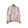 Hot Selling Custom Womens Spring Pink Satin Softshell Bomber Jacket With Zipper