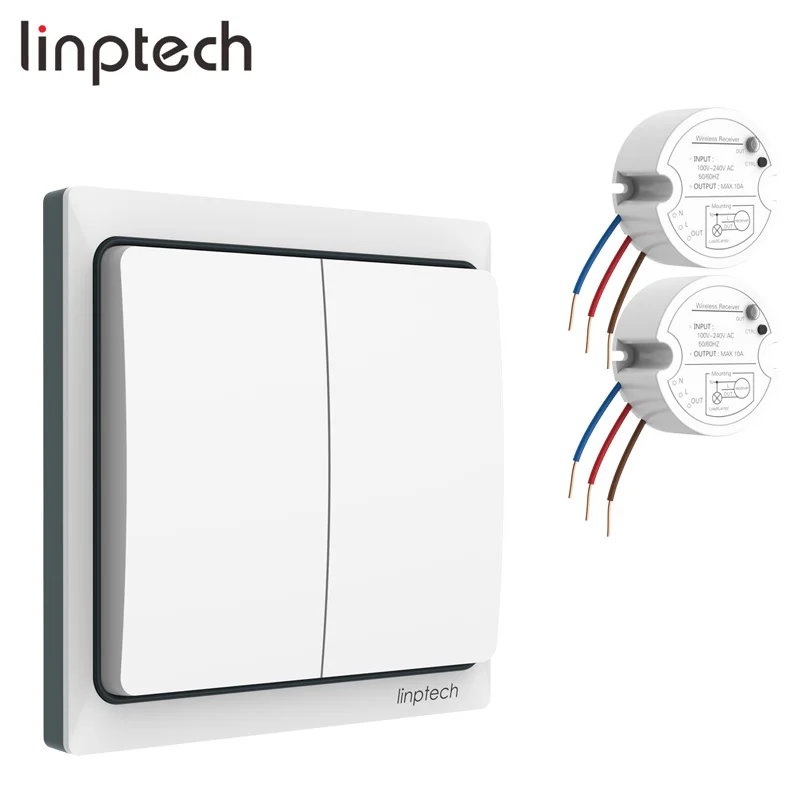 Linptech K4RW2 Kit smart wireless long range remote control light switch EU/US/UK Plug waterproof kinetic switch for bathroom