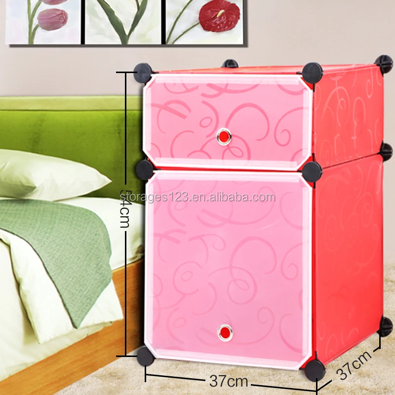 Pp Plastic Diy Pink Folding Bedside Table Buy Cheap Bedside Table