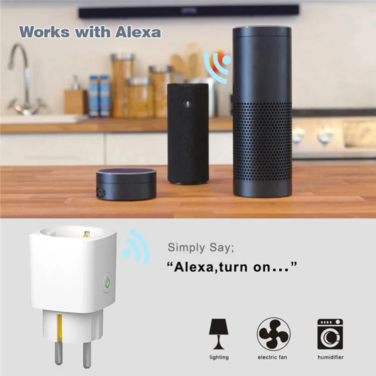 SSA012 EU WIFI Smart Plug with Energy Monitoring Timing Function Compatible with Alexa Echo and Google Home
