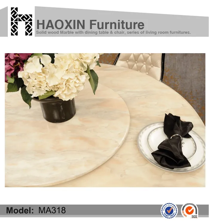 Elegant Korean Round Marble Top Dining Table With Rotating Centre Buy