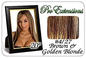 Pro Extensions 20" #4/27 Brown w/ Blonde Highlights Premier Remy Human Hair Extensions