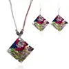 ZQ074 Huilin Flower Decorative Pattern Design Artisan Shell Necklace Earrings Jewelry Set
