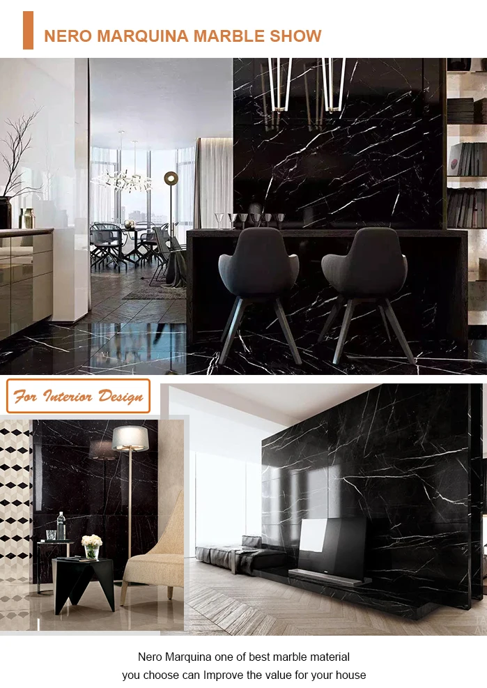 Bathroom wall tile and bath tub surround decor Chinese Nero Black Marquina Marble Tile