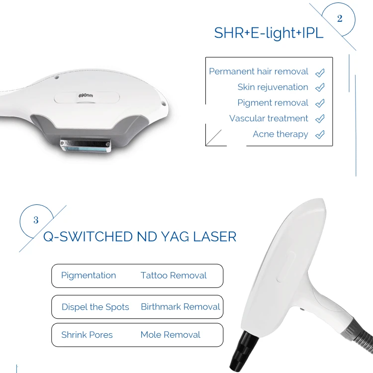 3000W ipl shr hair remove machine/shr ipl rf nd yag laser 3 in 1 machine