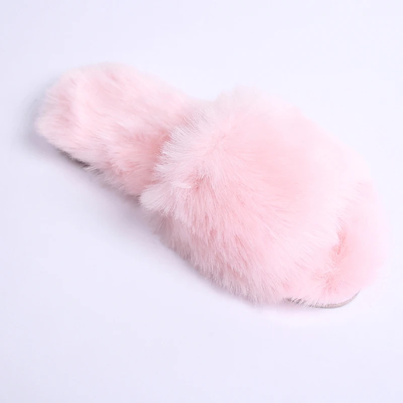 Pink Fluffy Fur House Slides Sandals 