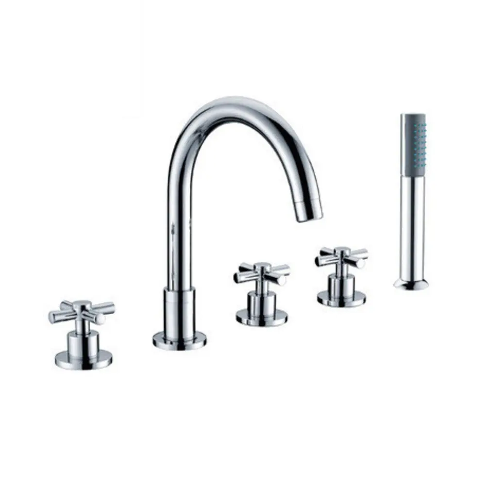 all-copper/Continental Five-piece split bathtub faucet/Five-hole cylinder side hot and cold taps shower set-A