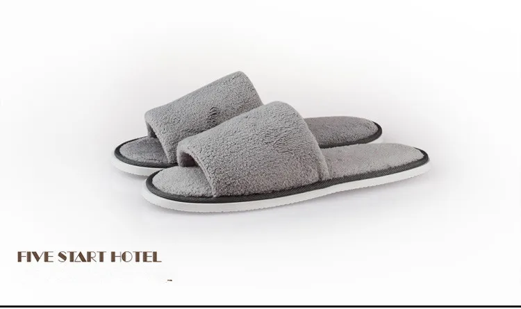 Five-star Hotel and hotel pure white coral velvet slippers with thick sole and non-disposable housekeeping slippers