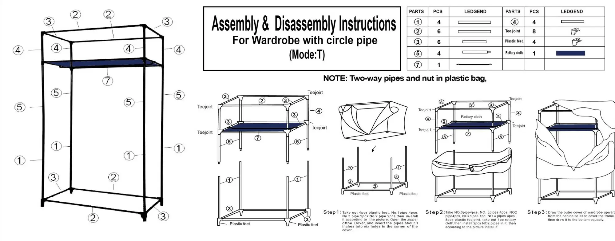 Capacity Practical Cloth Portable Bedroom Closet Wardrobe,Metal Large