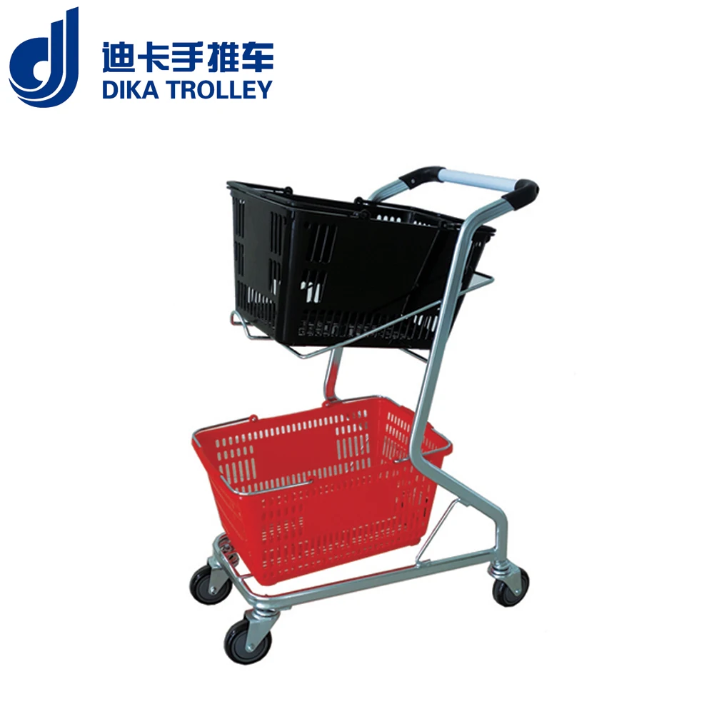 Basket Shopping Trolley With Plastic Baskets Buy Double Basket