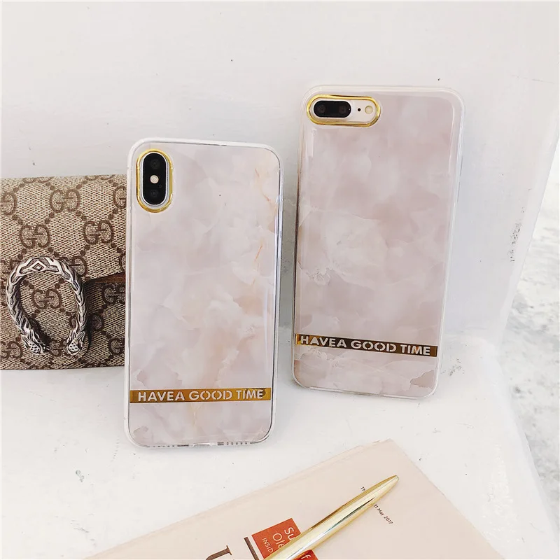 Luxury Contracted Golden Bumper Marble TPU Phone Case For iPhone X 7 8 Plus