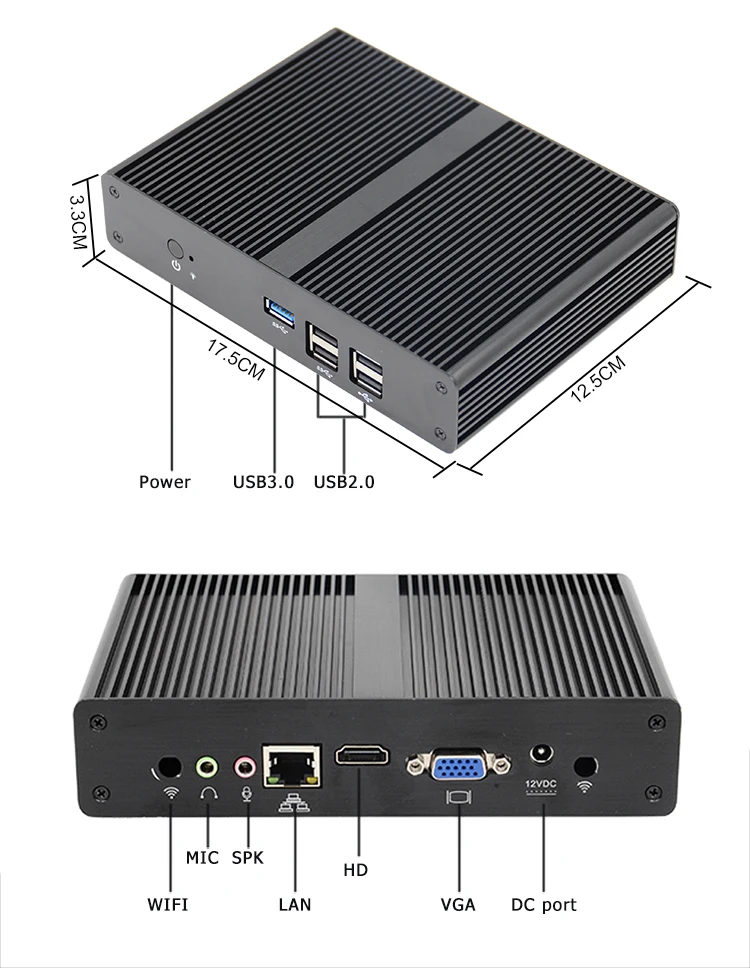 Oem Cheapest Fanless Portable 12v Mini Quad Core J1900 Pc Industrial