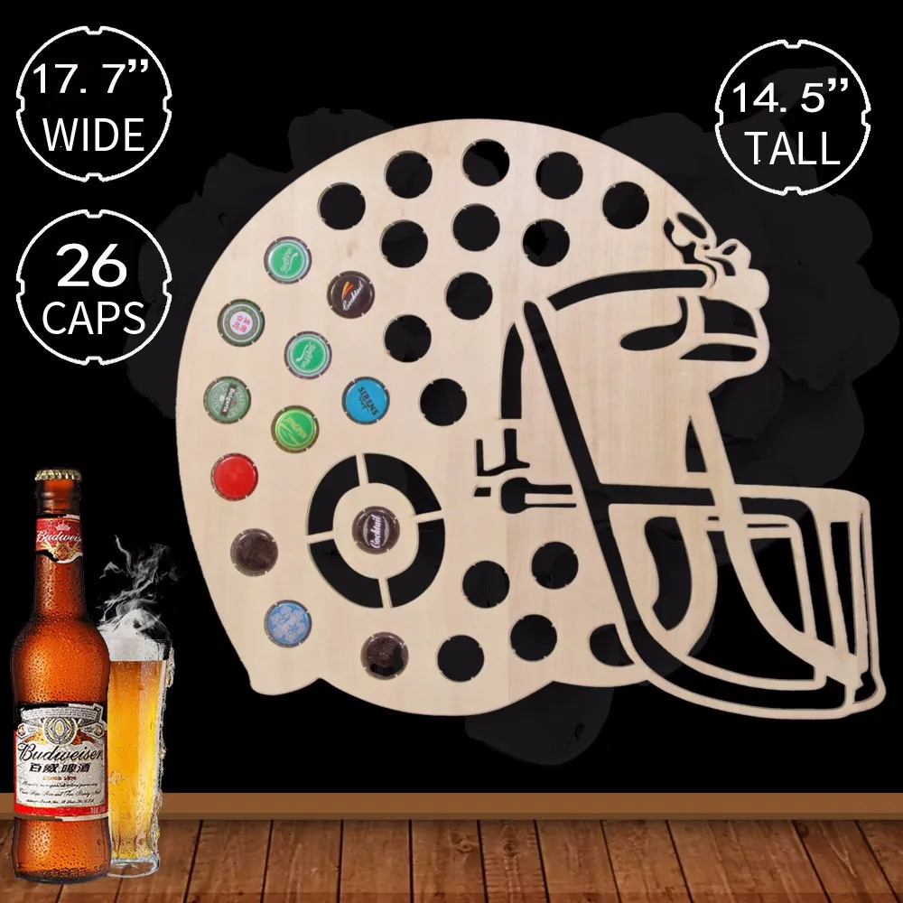 Creative Design Wood Craft Decorative Map Football Helmet Beer Cap