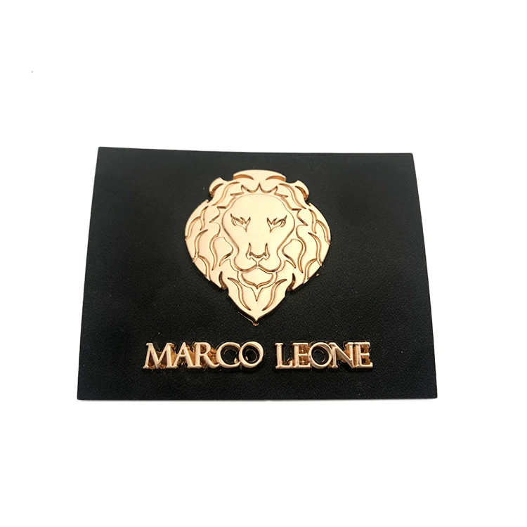 Quan zhou embossed branded logo custom metal pu leather patch label tag