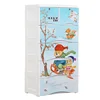 3 layer two lock baby furniture plastic drawer storage cabinets cloth wardrobe