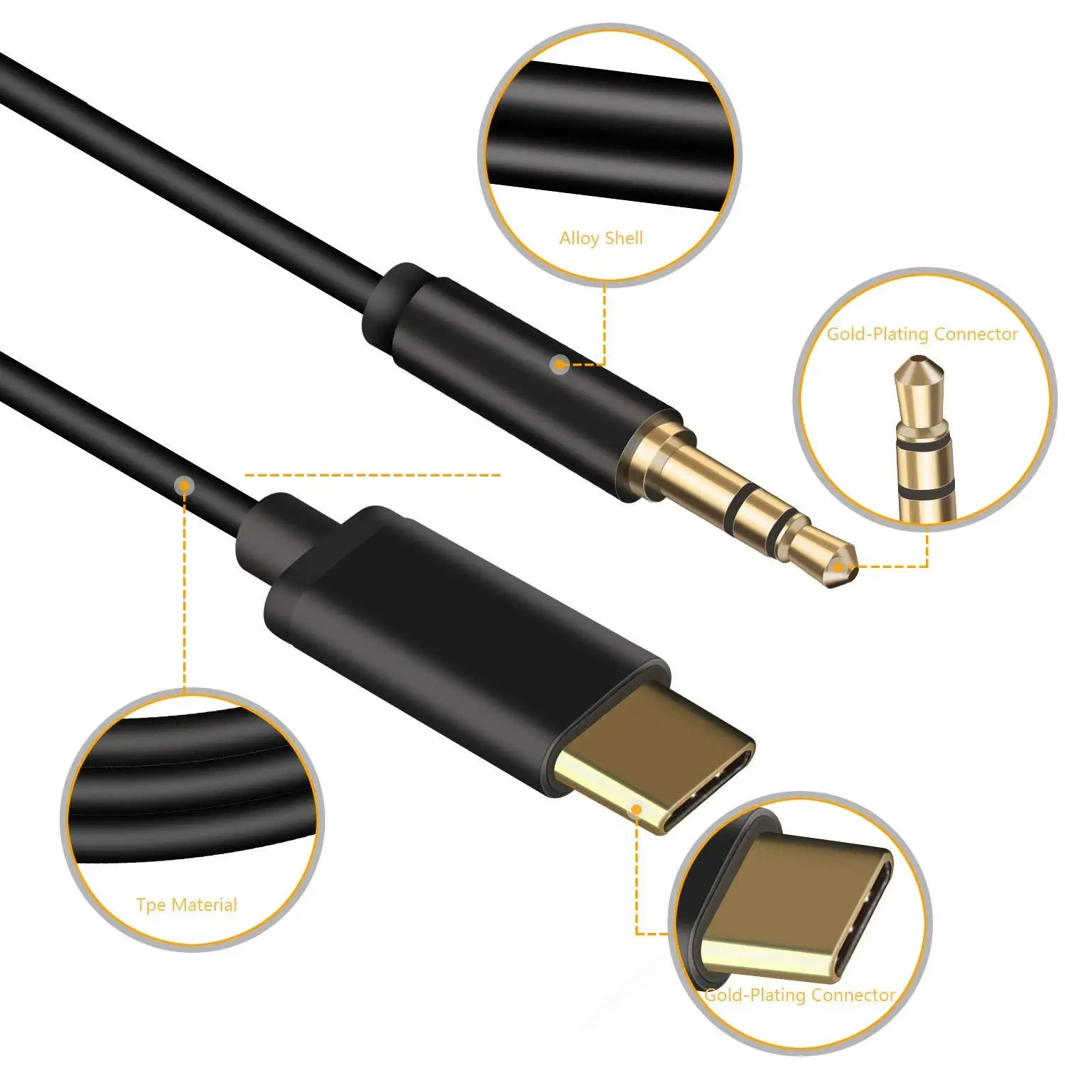 Type C To 3.5mm Audio Aux Jack Adapter Usb C Male To 3.5mm Male ...