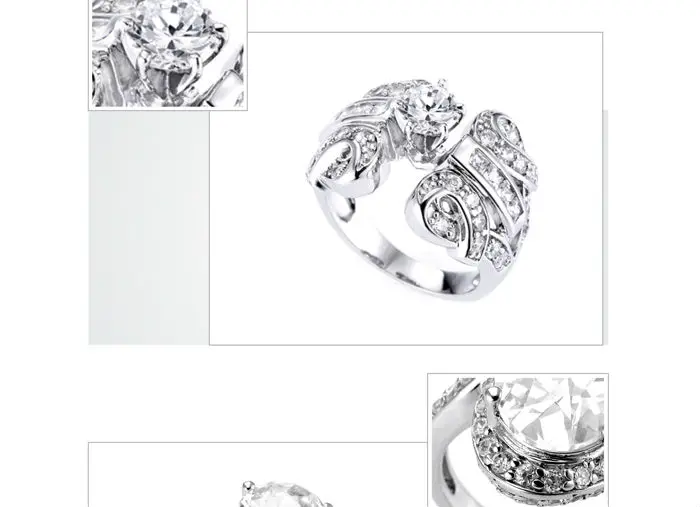 Fashion cz crown silver king and queen rings