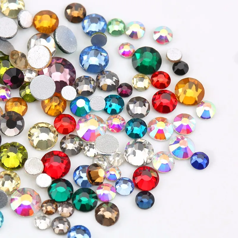 100gross Plated Colors Ab Round Crystal Flat Back Non Hotfix ...