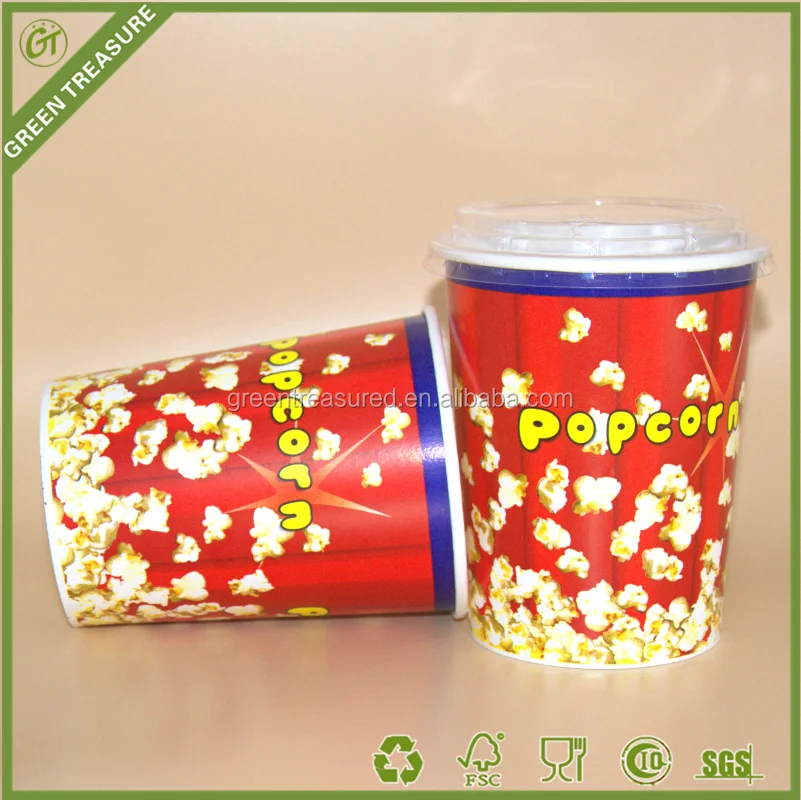 Disposable Paper Popcorn Buckets Paper Cups For Popcorn Custom Printed