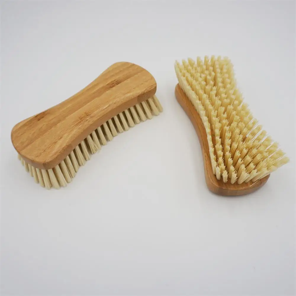 Konex Nylon Fiber Economy Utility Cleaning Hand Brush. Heavy Duty Hand-Held  Scrub Stiff Bristle Brush with Wood Body. (Peanut Shaped)