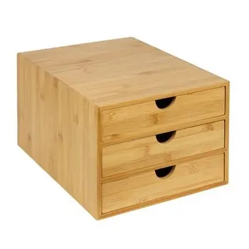 Bamboo Home Office Desktop Tidy A4 Storage Drawers Organizer View