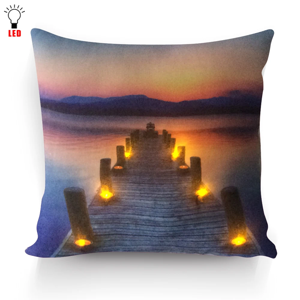 Flicking Led Cushion Pier With Candles Light Up Pillow For Home