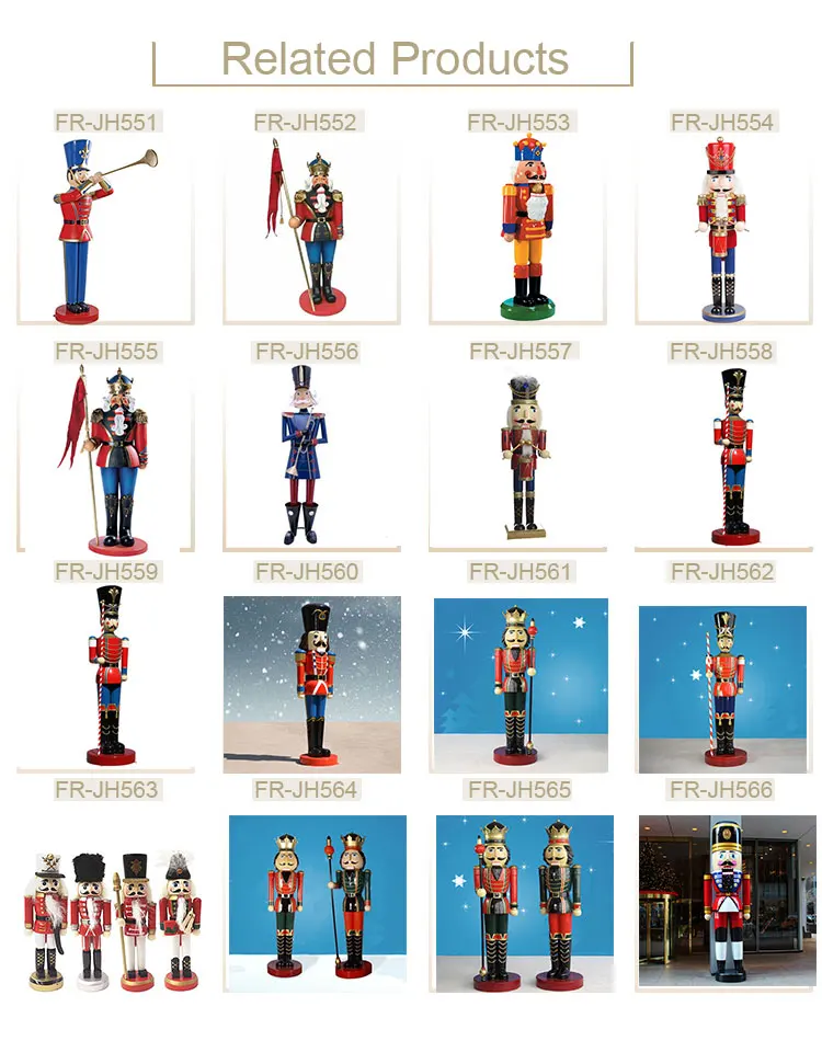 Home Outdoor Christmas Decoration Handmade Resin Nutcracker Statue Wholesale Fiberglass