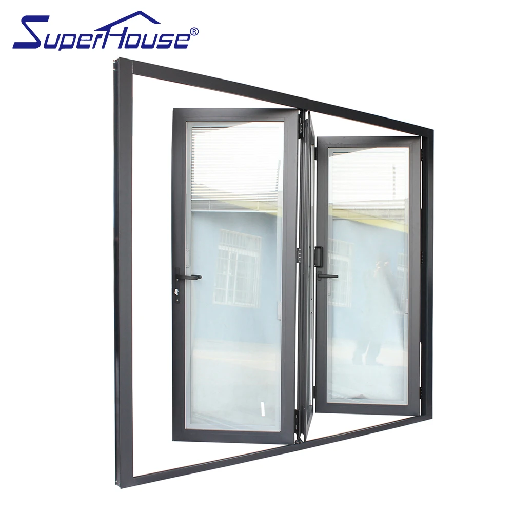 Miami-Dade County Approved blinds insert energy efficient aluminum glass folding door