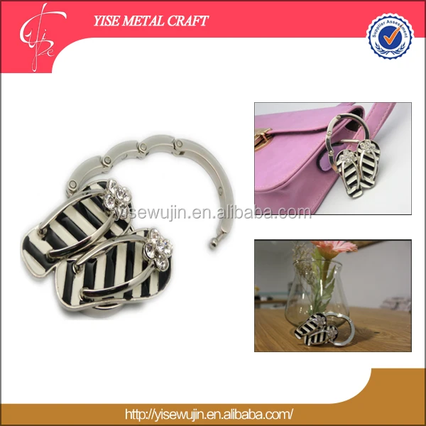 Gold Factory Bag Making Supplies Zinc Alloy Crystal Slippers Holder Handbag Hanger Purse Hook For Bags Purses Handbags Zicn