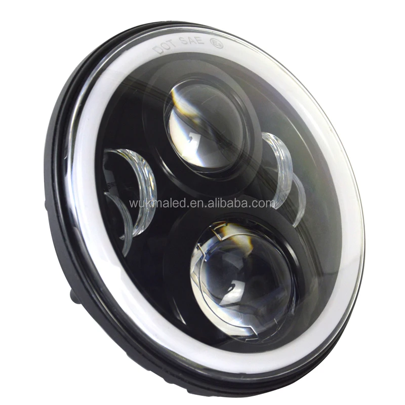 7Inch LED Headlamps Halo Amber Turn Signal Kit For Jeep Wrangler JK Lada Niva 4x4 Motorcycle 7" DRL Headlight