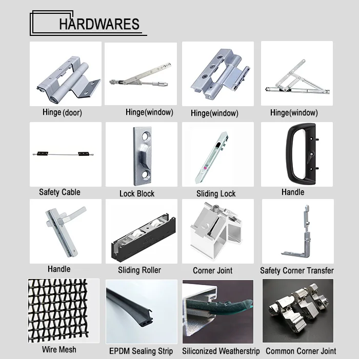 House Used aluminium doors windows Metal Frame Double Glass Glazed Hurricane Impact aluminum window doors and Window