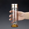 Festival gift double glass wall water flask/tea thermos bottle with silver accessory