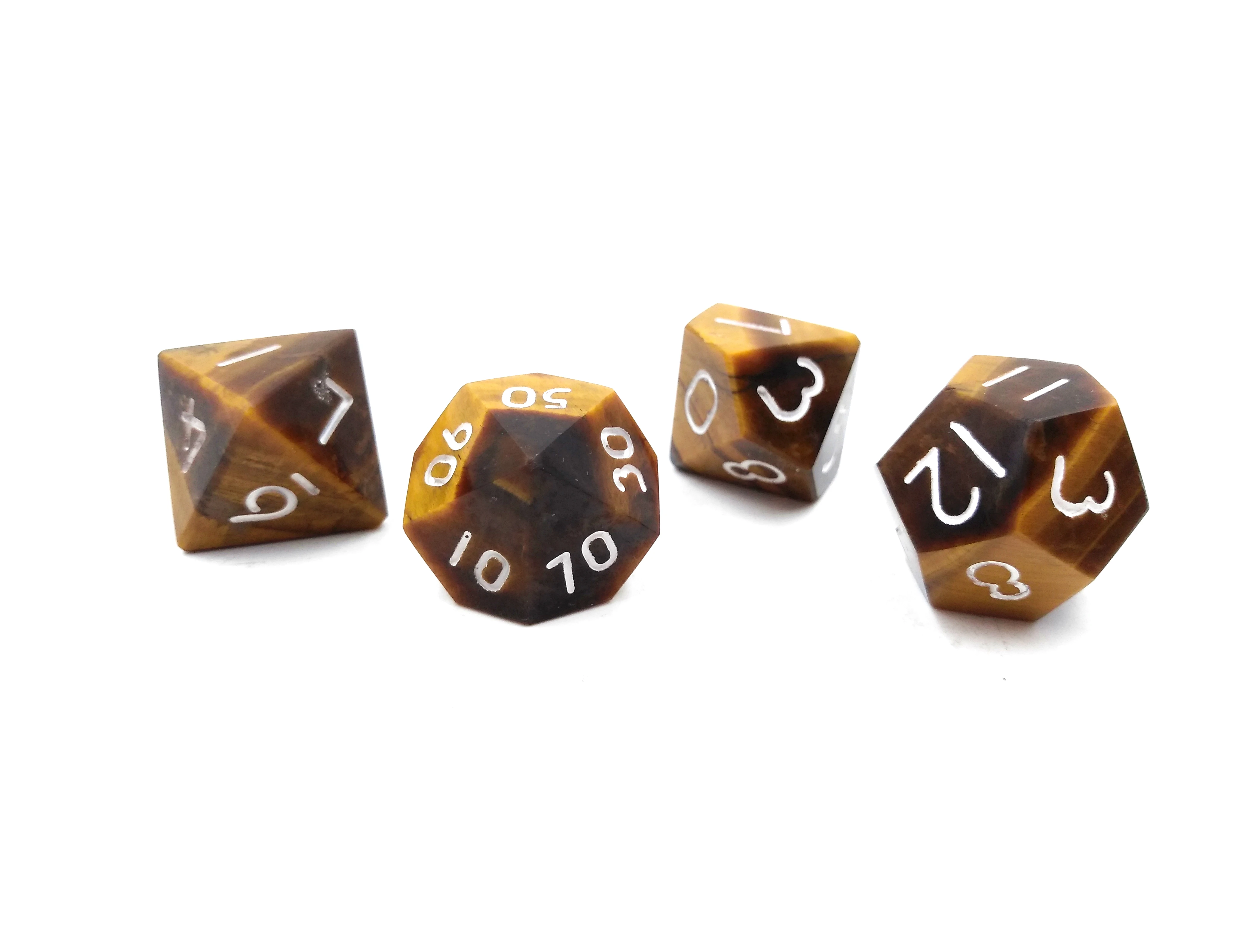 Mbw Handmade Custom Gemstone Tiger's Eye Polyhedral Game Dice Set Buy