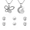 Fashion 925 Sterling Silver Diamond Cubic Zirconia Eternity Butterfly Love Double Silver Heart Necklace Jewelry For Women
