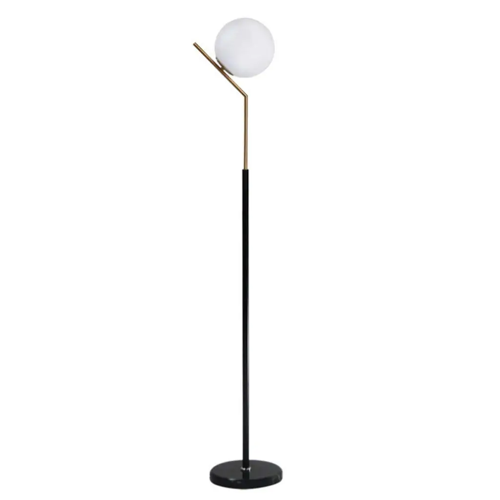 Single Stem Spherical Floor Lamp Uplight, Glass Lampshade, Height 57.13", E27, Nordic Simple Style Living Room Bedroom Study Office Iron Floor Lamp, 2 Colors Available (Color : Adjustable switch)