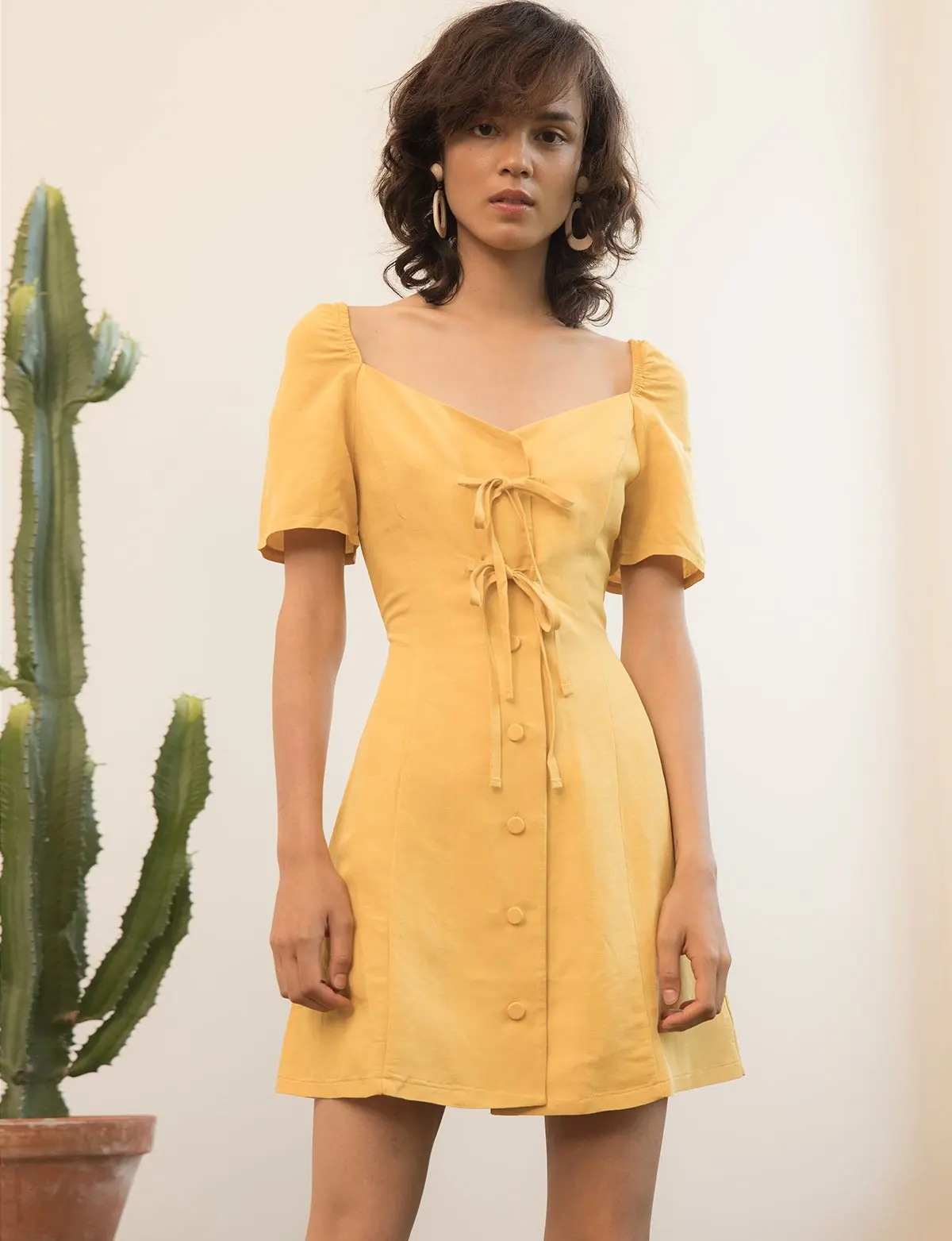 linen dress yellow