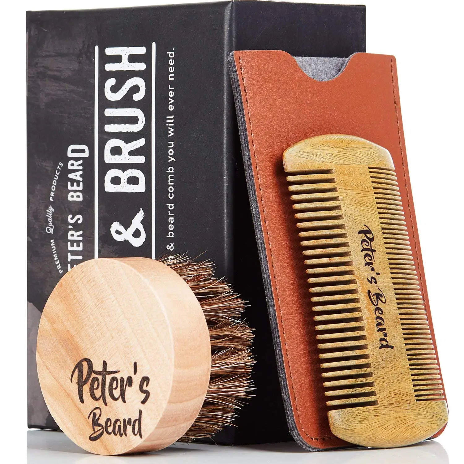 Buy Beard Comb and Brush Set for Men Wooden Beard Comb Sandalwood
