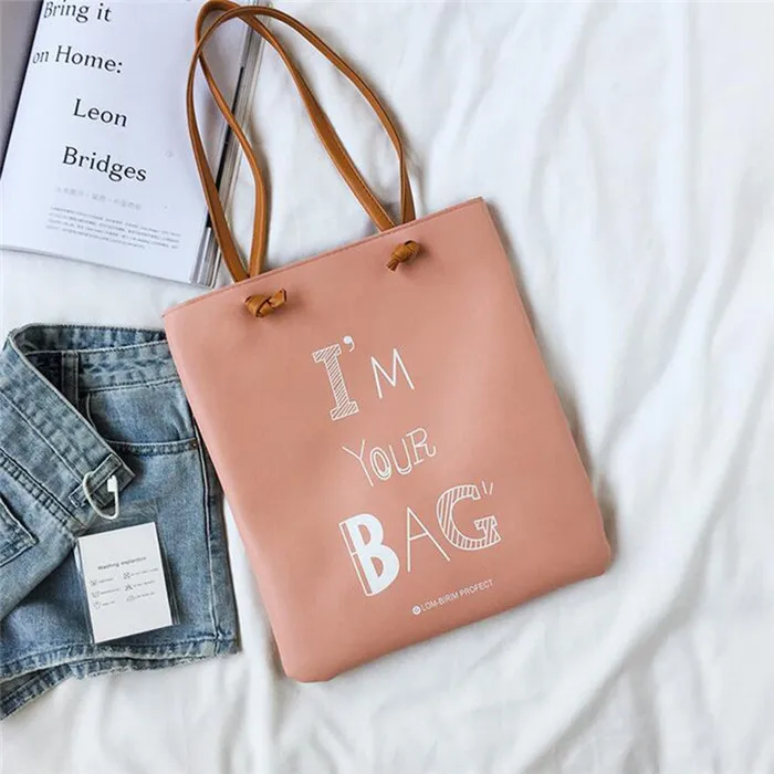 2017 New Models Cute Letter Printing Womens Shopping Handbags Soft ...