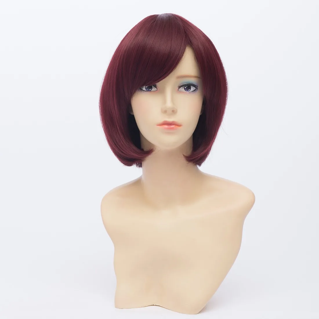 short dark red wig