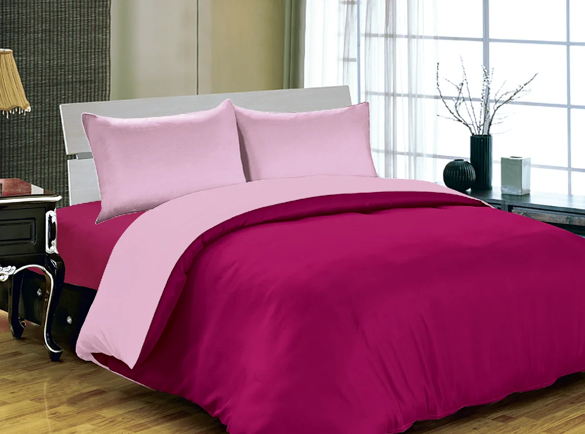 Reversible Solid Color Brushed 100 Polyester Microfiber Fabric Bedding