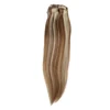 Hot sale 100% human hair extensions indian color straight hair dark brown hair extensions clip in