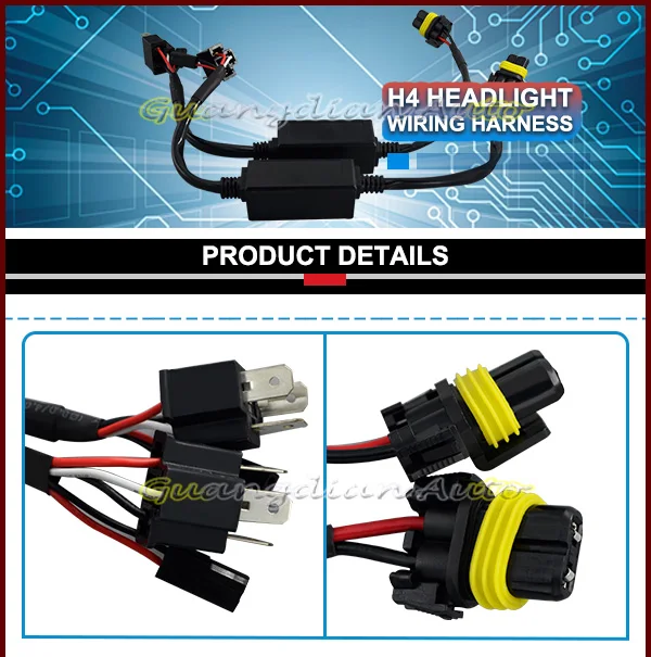 H4 relay harness/h43 hid bixenon relay harness,H4 Wirings,HID Cables of H4Hi/Lo, View h4 relay