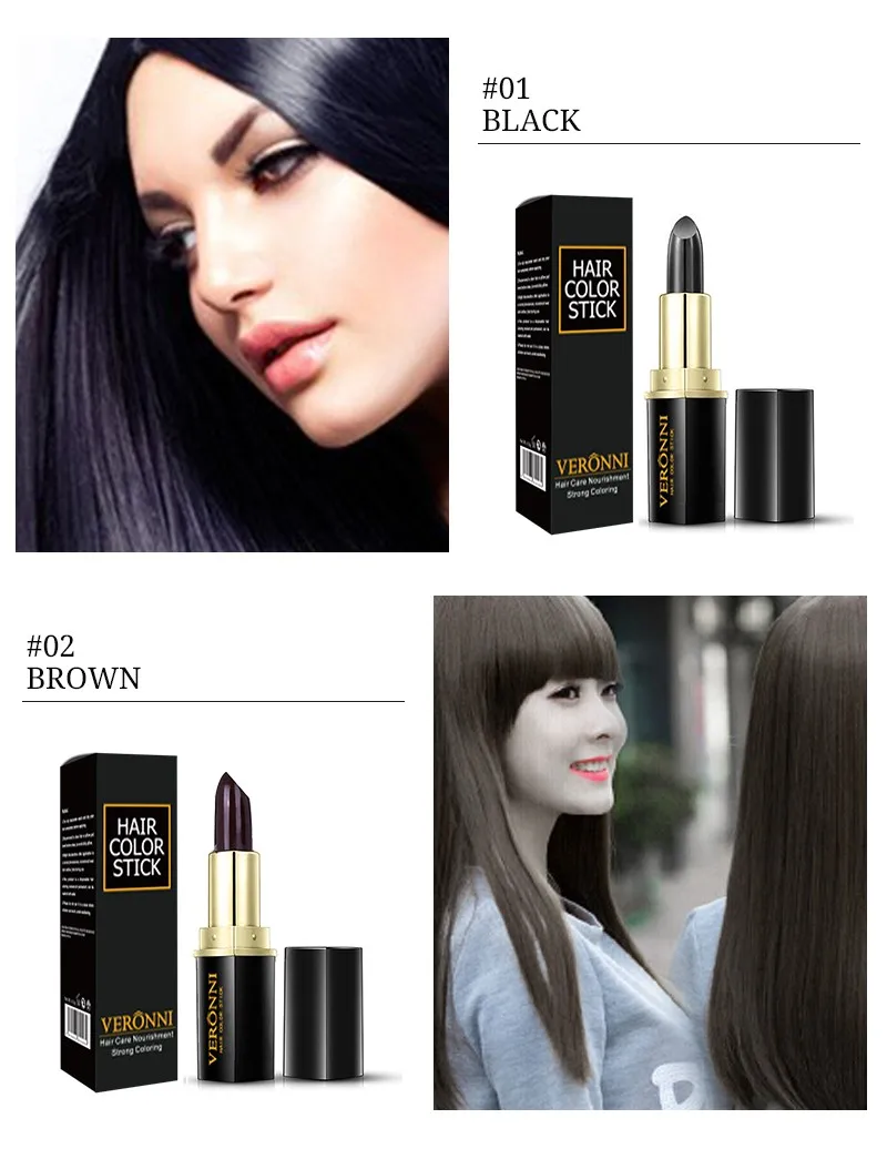 Veronni Black Brown Temporary Hair Dye Stick Mild Fast One-off Hair ...