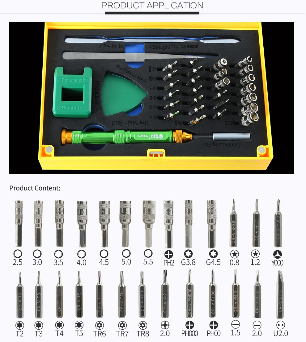 Bst8929 37 In 1 Multi Precision Screwdriver Set Flexible Repairing Tools Kit With Tweezers And
