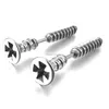 Men's Stainless Steel Stud Earrings Black Silver Cross Screws Tapers Cheater Faux Fake Ear Plugs