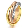 Valentine's Day present Ring pendant 3-color 3-ring titanium stainless steel couple finger ring women