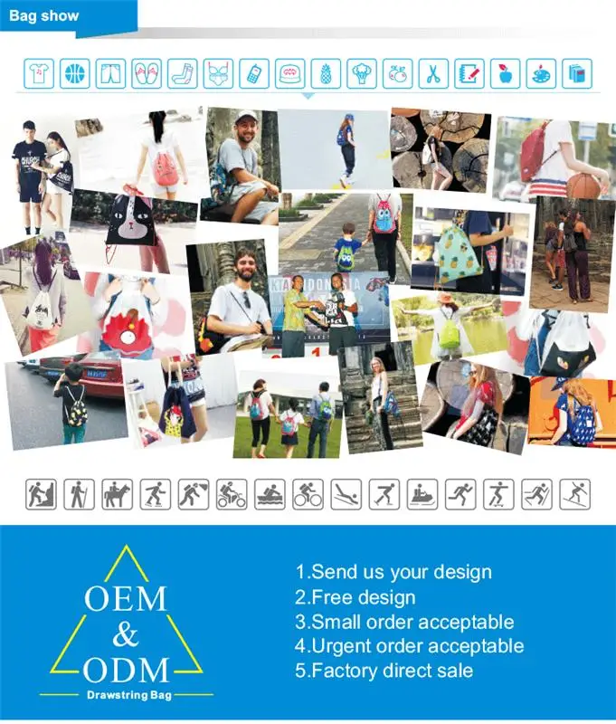 Custom Printed Promotional nylon Drawstring Bags